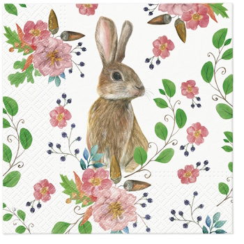 Paw Lunch Napkin 33cm Rabbit Berries