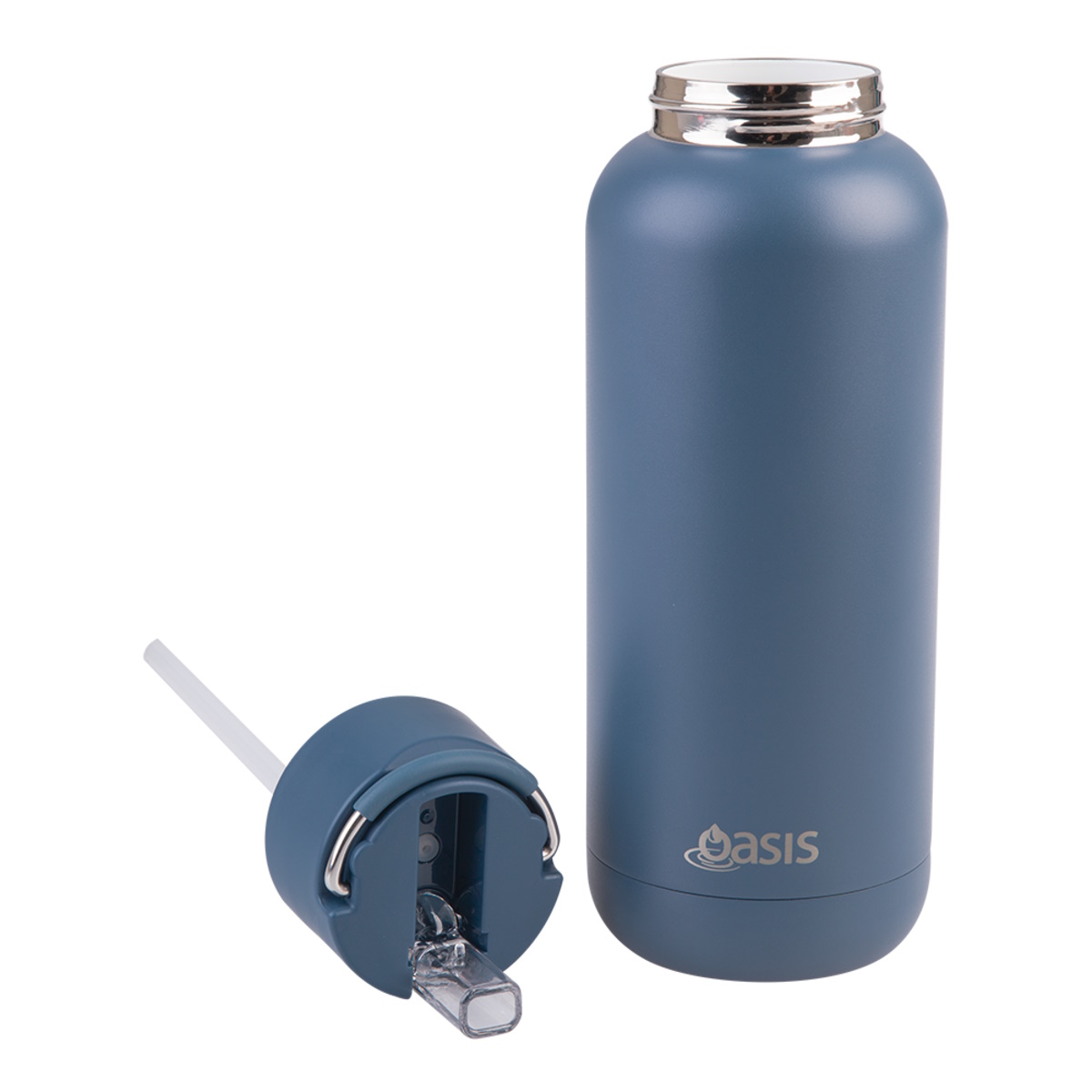 Oasis Moda Ceramic Lined Stainless Steel Triple Wall Insulated Drink Bottle 1l - Indigo-2