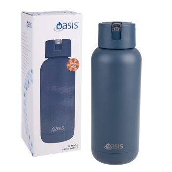 Oasis Moda Ceramic Lined Stainless Steel Triple Wall Insulated Drink Bottle 1l - Indigo
