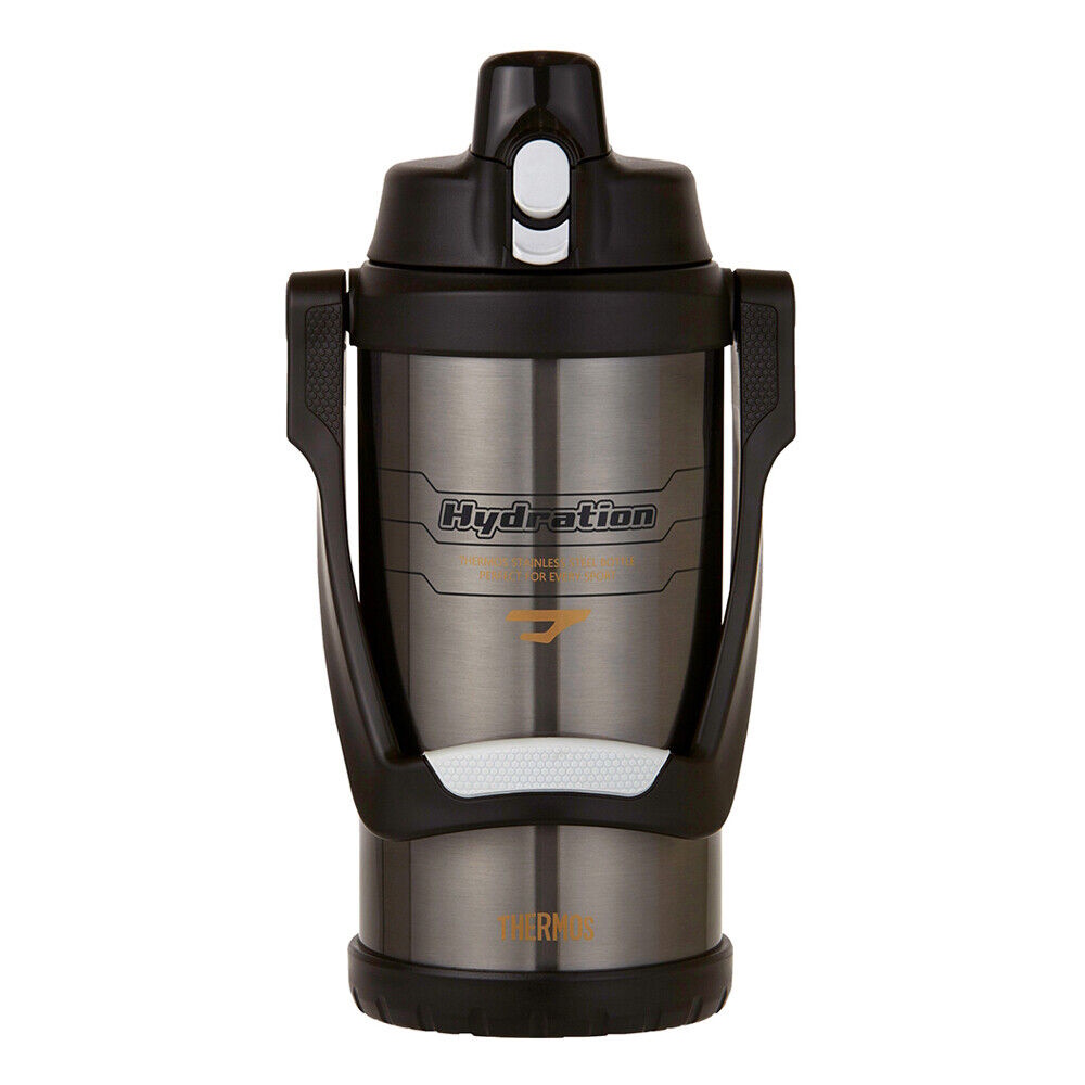 Thermos Vacuum Insulated Durable Hydration Bottle with Carry Handle Grey 2L-1