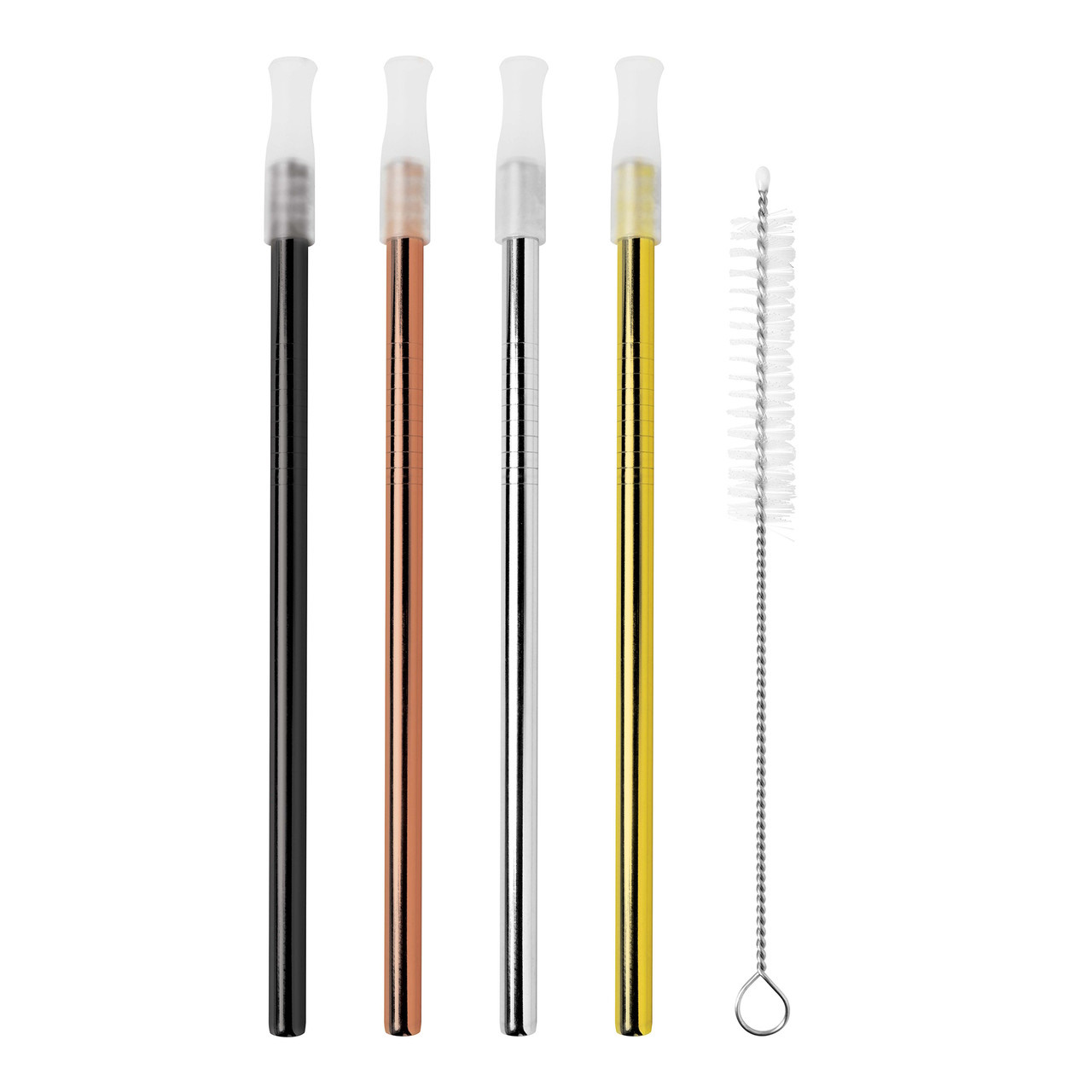 Avanti Cocktail Precious Metals Straws With Cleaning Brush Set Of 4-3