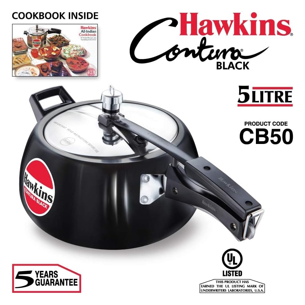 Hawkins Contura Black 5 Litre Pressure Cooker - CB50