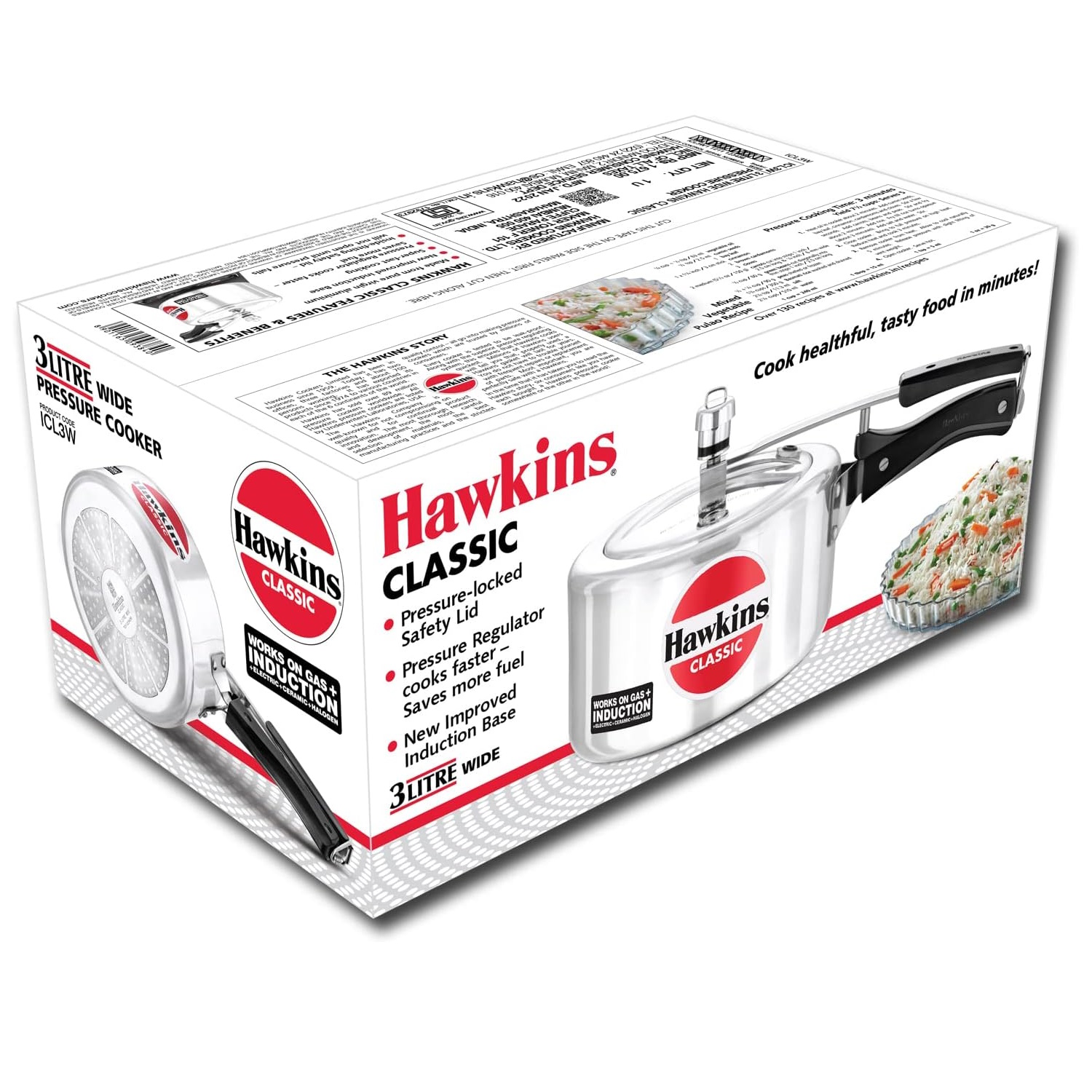 Hawkins Classic 3L Wide Pressure Cooker - ICL50-4