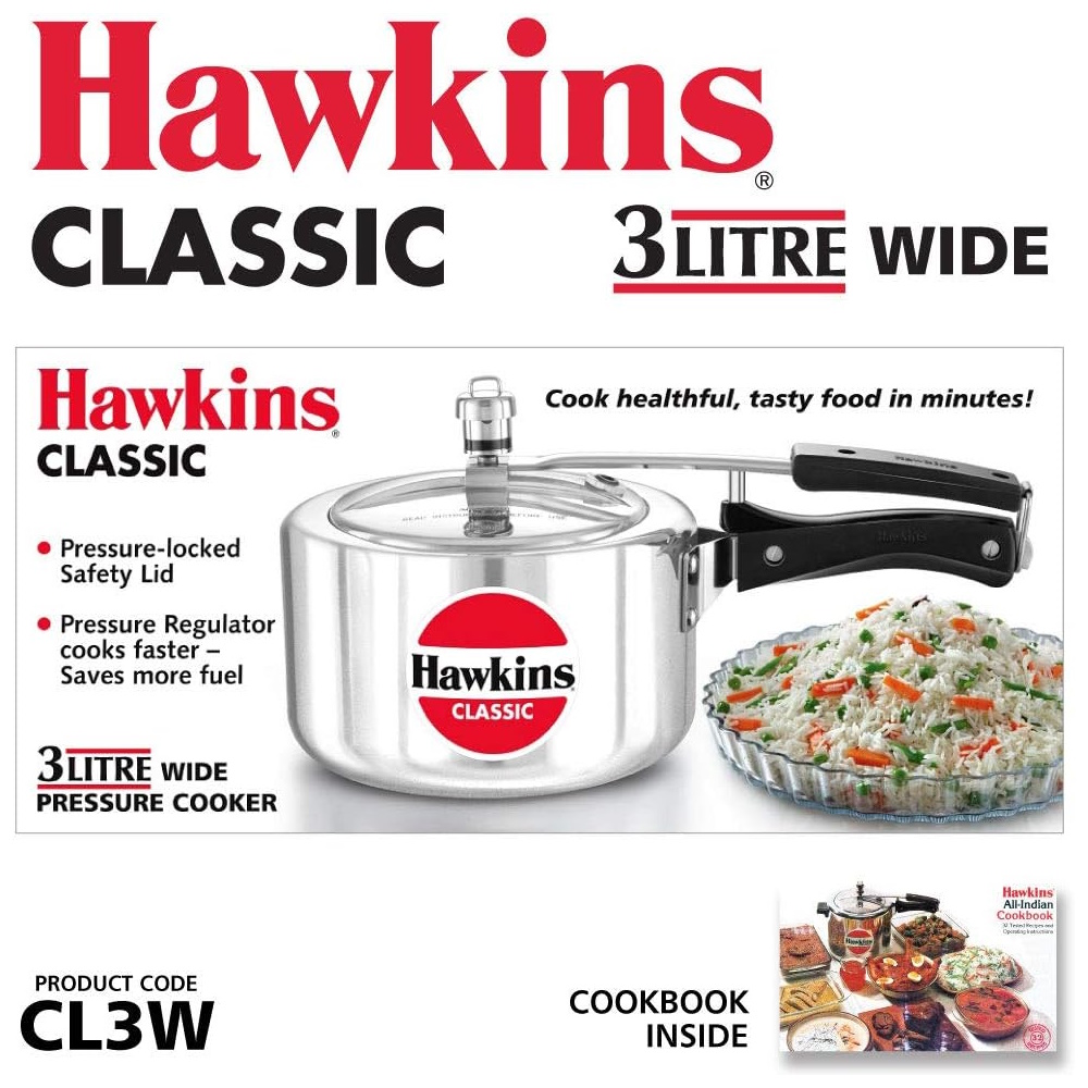 Hawkins Classic 3L Wide Pressure Cooker - CL3W