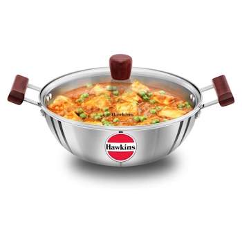 Hawkins Futura Steel Deep Fry Pan with Glass Lid 4 Litre SSK40G