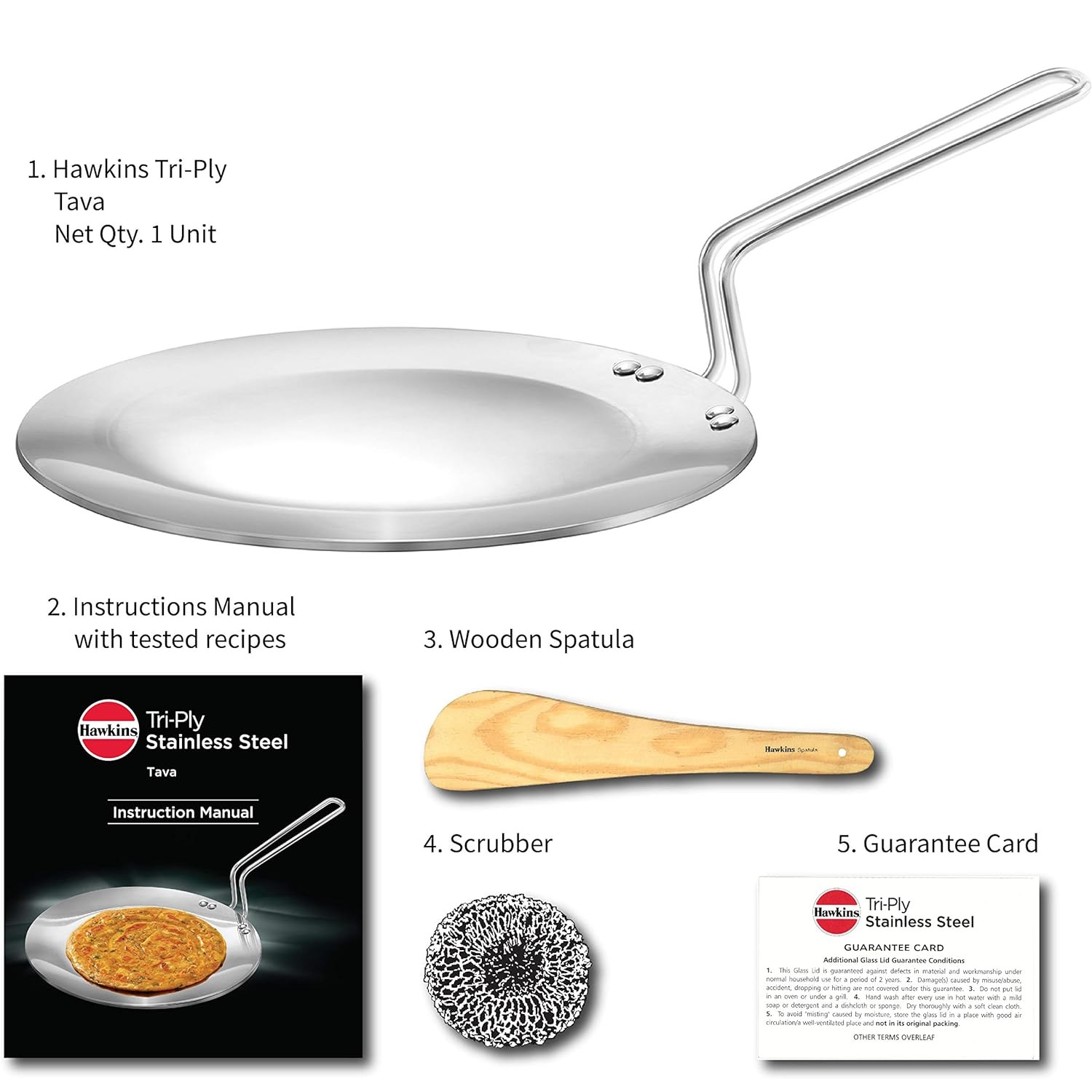 Hawkins Tri-Ply Stainless Steel Tava, 26 cm SSTV26-3