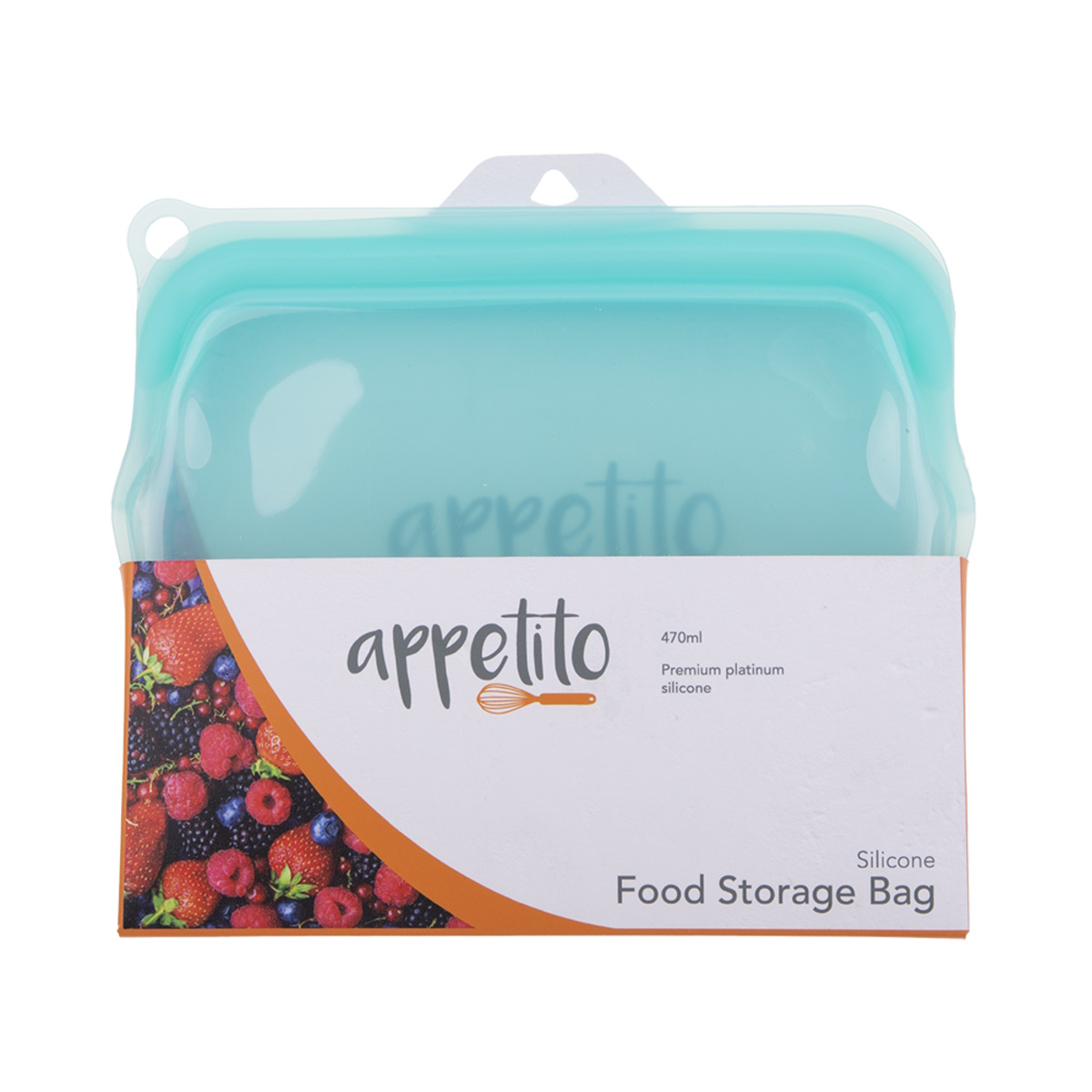 Appetito Silicone Medium Food Storage Bag 470ml - Aqua-3
