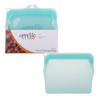 Appetito Silicone Medium Food Storage Bag 470ml - Aqua