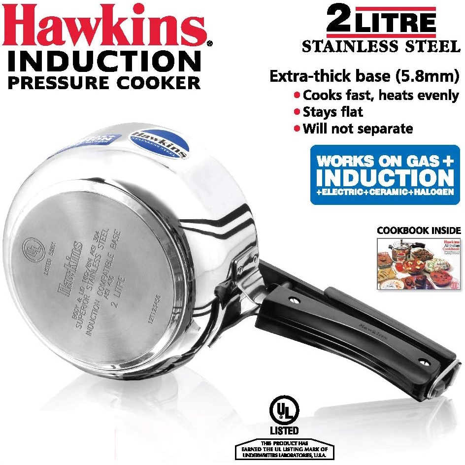Hawkins Stainless Steel Contura 2 Litre Pressure Cooker - HSS20