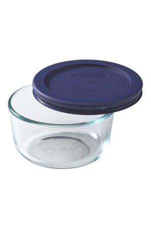 Pyrex Simply Store 1 Cup 236ml Round Glass Container - Blue Lid