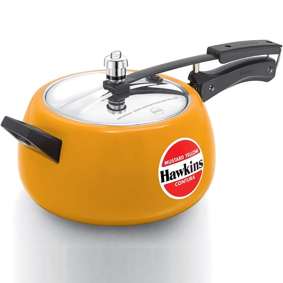Hawkins Ceramic-coated Contura 5 Litre - Mustard Yellow Pressure Cooker - CMY50-1