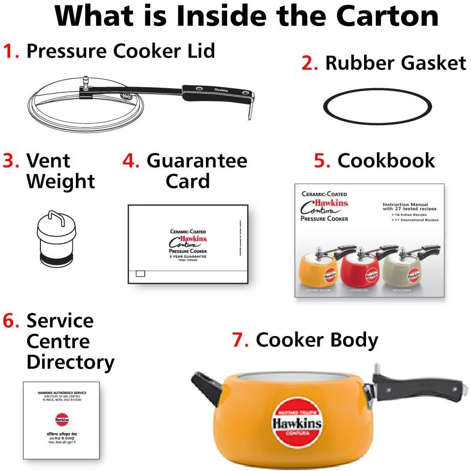 Hawkins Ceramic-coated Contura 5 Litre - Mustard Yellow Pressure Cooker - CMY50-4