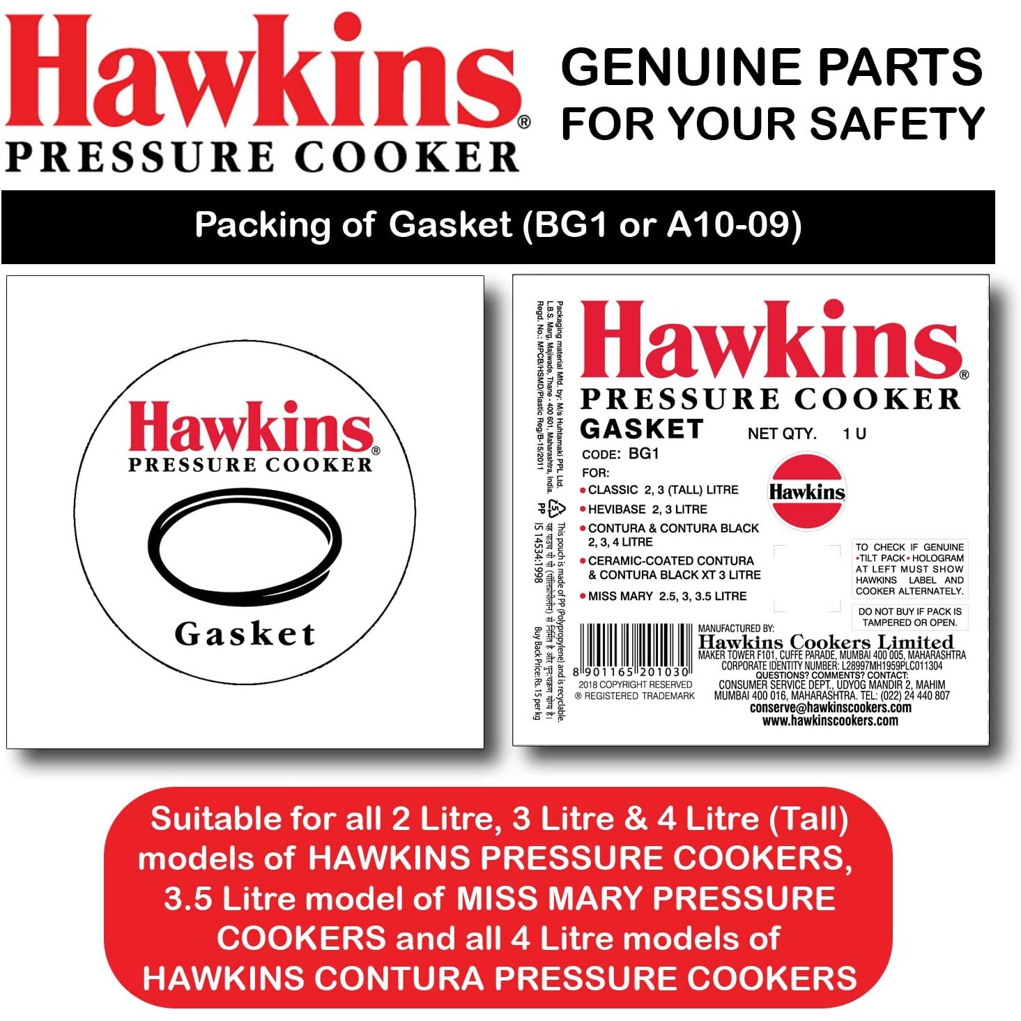 Hawkins Gasket for 2,3,4L P.Cookers-3
