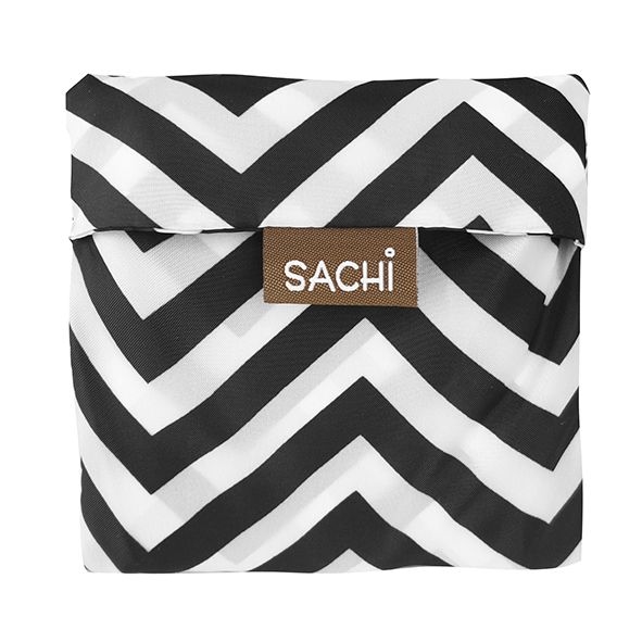 Sachi Fold Up Eco Reusable Shopping Bag - Black & White Chevron-4