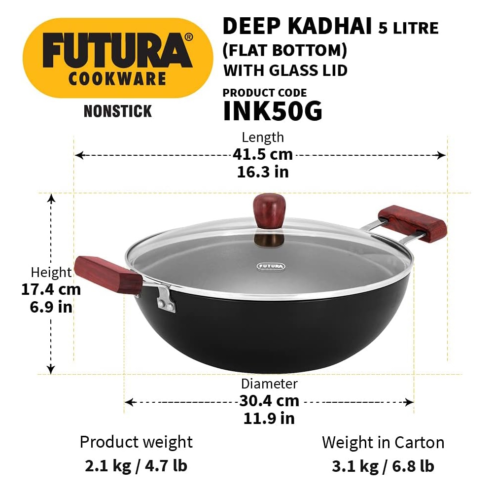 Hawkins Futura Nonstick Deep Kadhai 5l (INK50G)-3