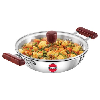 Hawkins Tri-ply Stainless Steel Deep Fry Pan 2.5 Litre With Glass Lid (SSD25G)