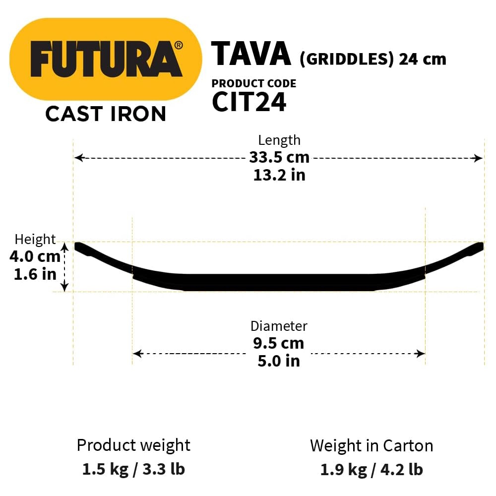 HAWKINS Futura 24 cm Cast Iron Tava (CIT24)-3