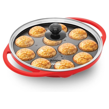 Hawkins Futura 26 cm Appe Pan, Non Stick with Glass Lid, 12 Cups, Red (NAPE26G)