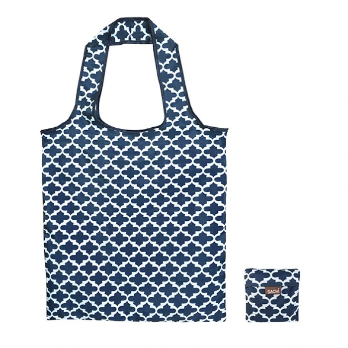 Sachi Fold Up Eco Reusable Shopping Bag - Blue Trellis-2
