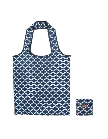 Sachi Fold Up Eco Reusable Shopping Bag - Blue Trellis