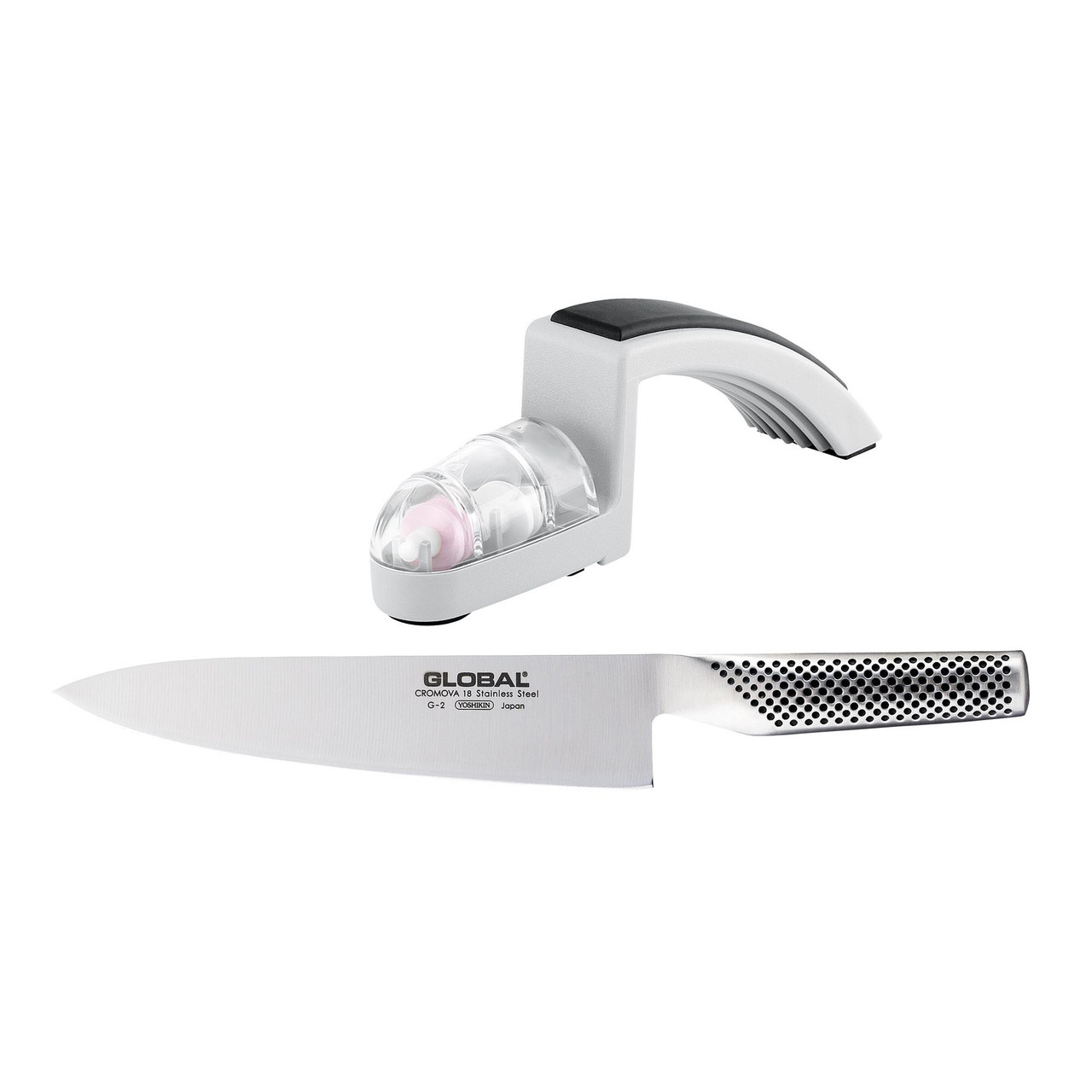 Global Classic 20cm Cooks Knife & Minosharp-3