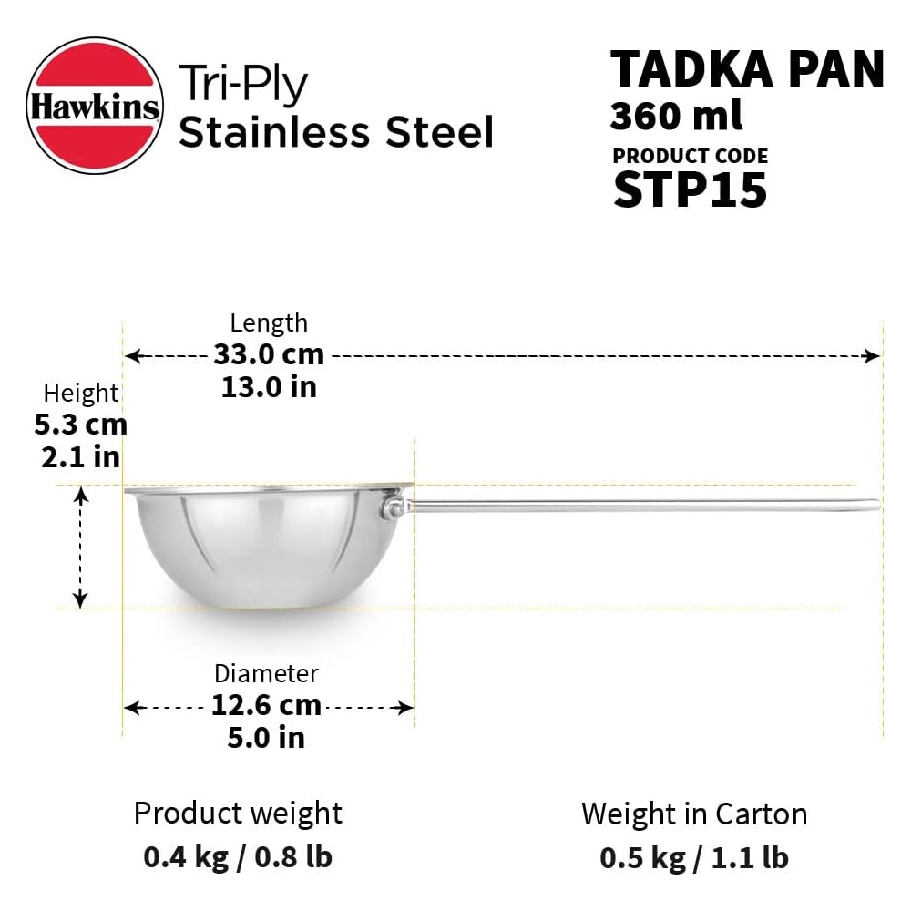 Hawkins Triply Stainless Steel Tadka Pan- Induction-1.5 Cup, 360 ml (STP15)-3
