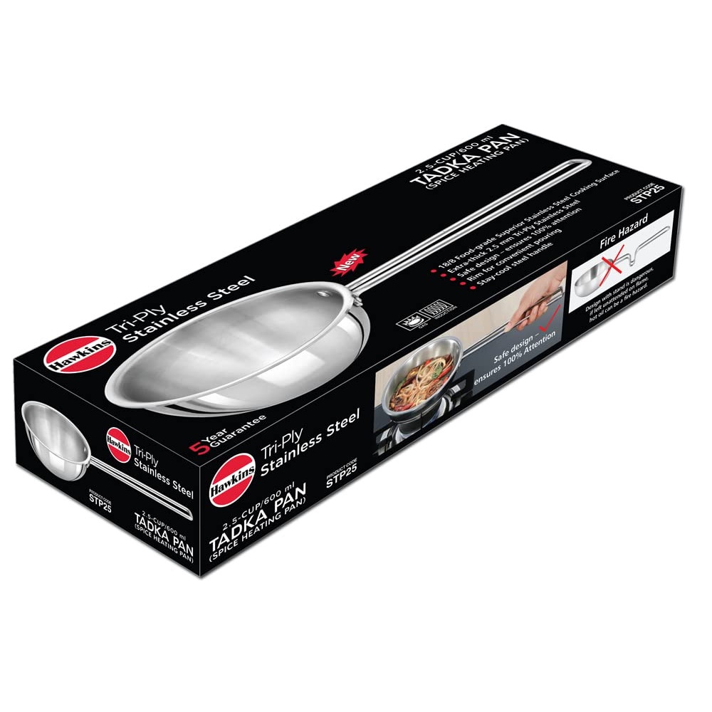 Hawkins Triply Stainless Steel Tadka Pan,2.5 Cup 600ml - STP25-4