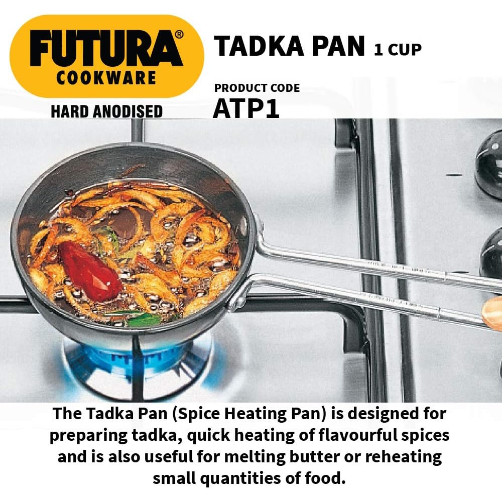 Hawkins Futura Hard Anodised Tadka Pan, 1 Cup, Black - ATP1-3