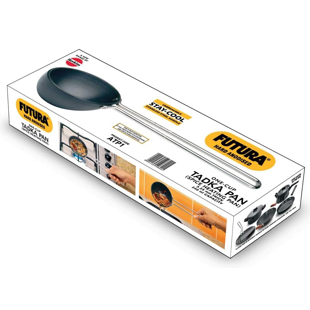 Hawkins Futura Hard Anodised Tadka Pan, 1 Cup, Black - ATP1-4