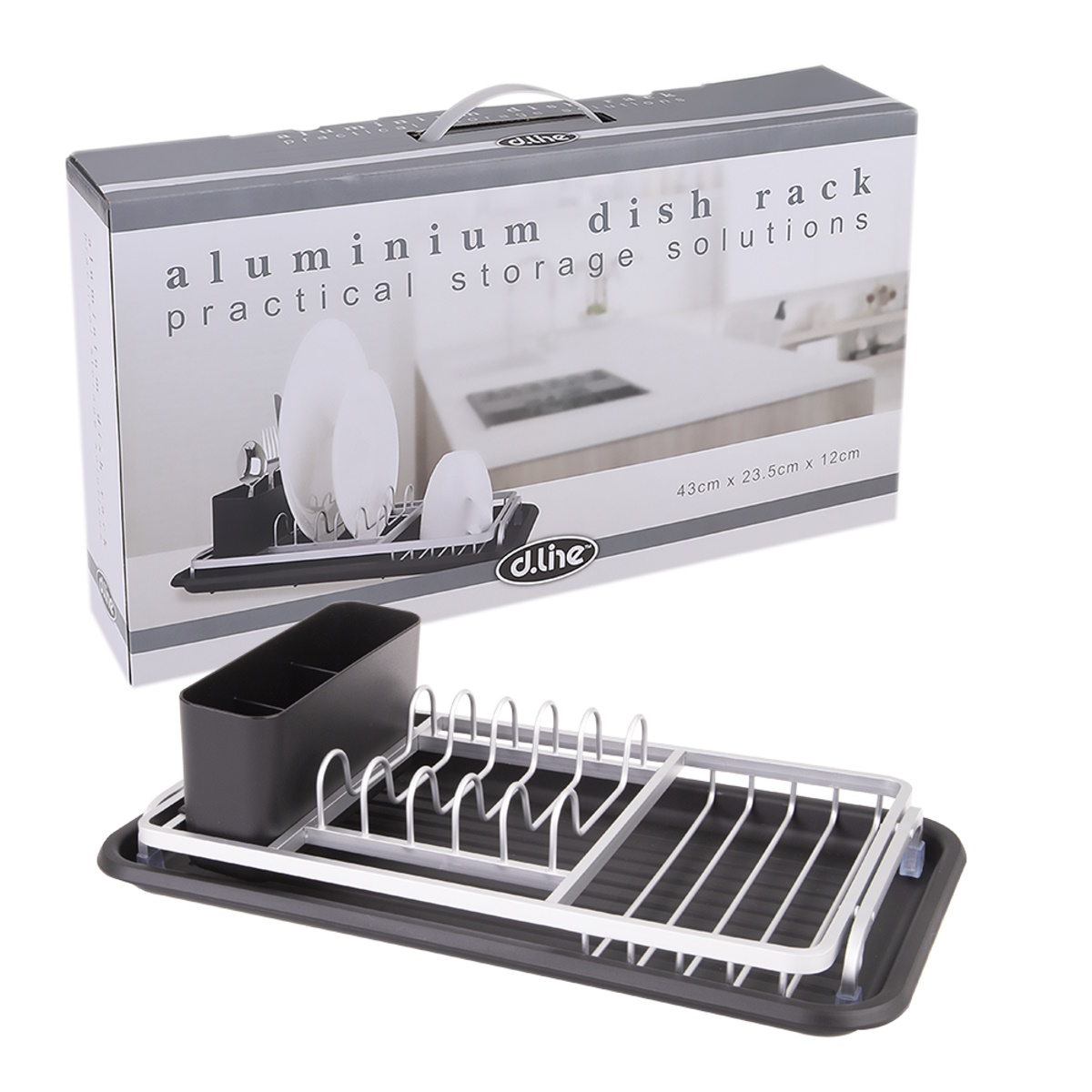 D.line Aluminium Compact Dish Rack With Draining Board-1