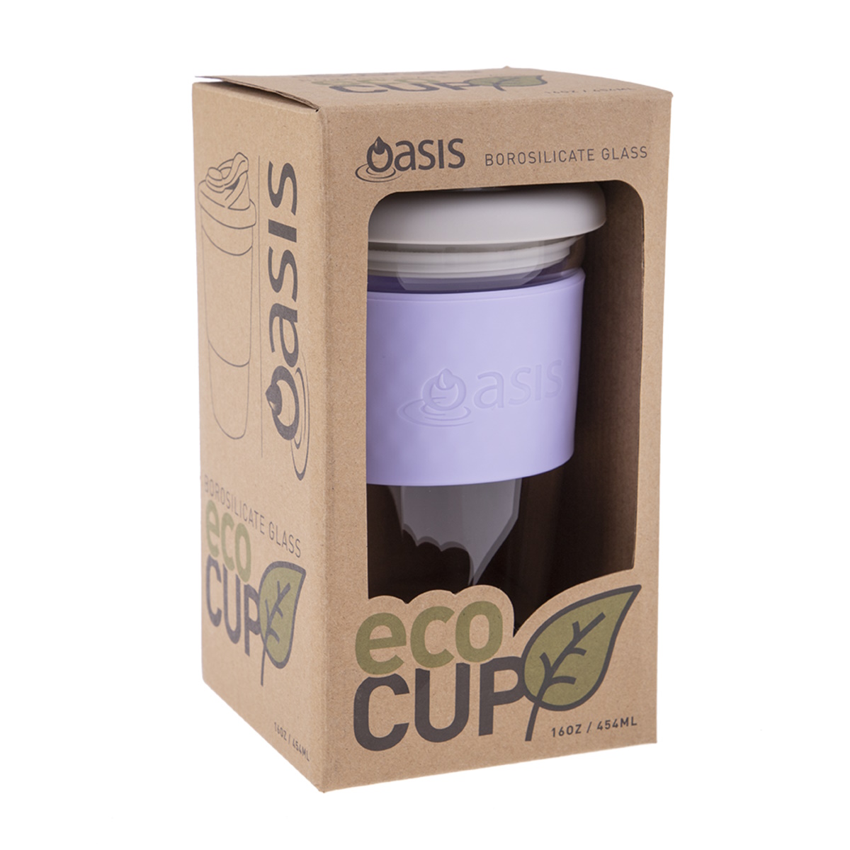 Oasis Borosilicate Glass Eco Cup 16oz-454ml Lilac-2