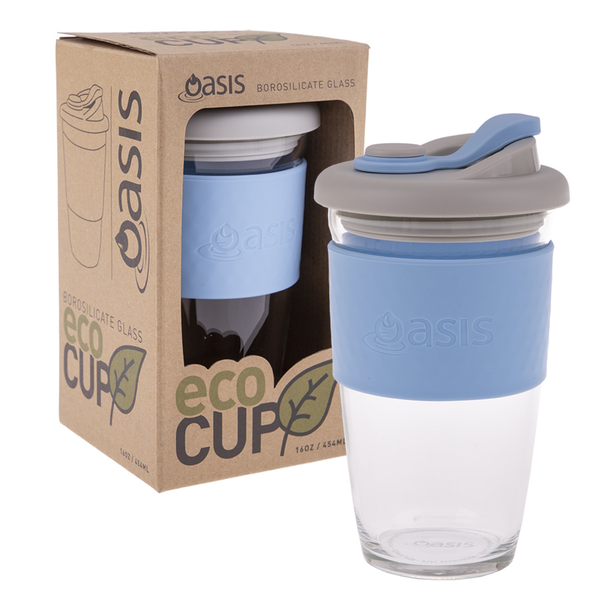 Oasis Borosilicate Glass Eco Cup 16oz-454ml Powder Blue-1