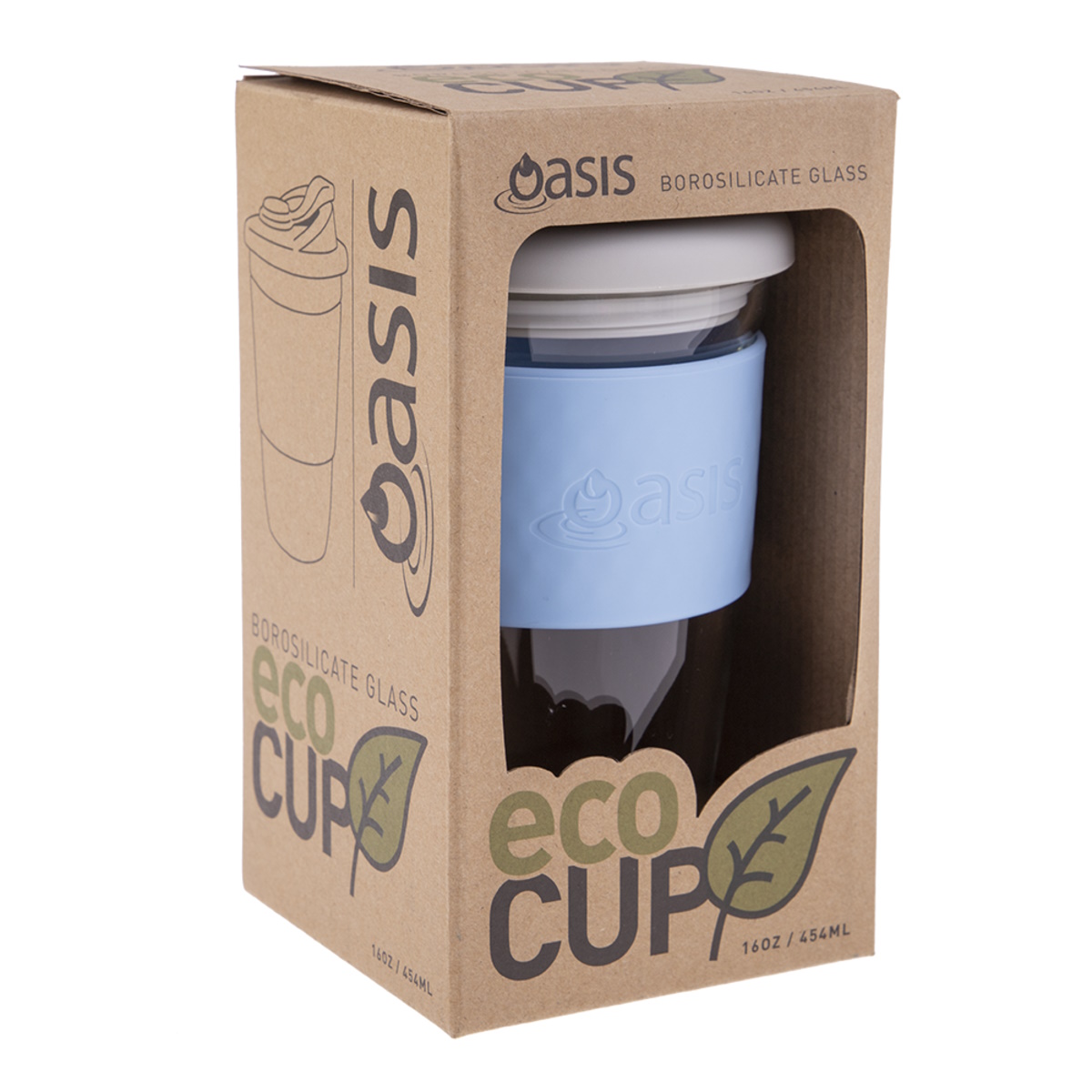 Oasis Borosilicate Glass Eco Cup 16oz-454ml Powder Blue-2