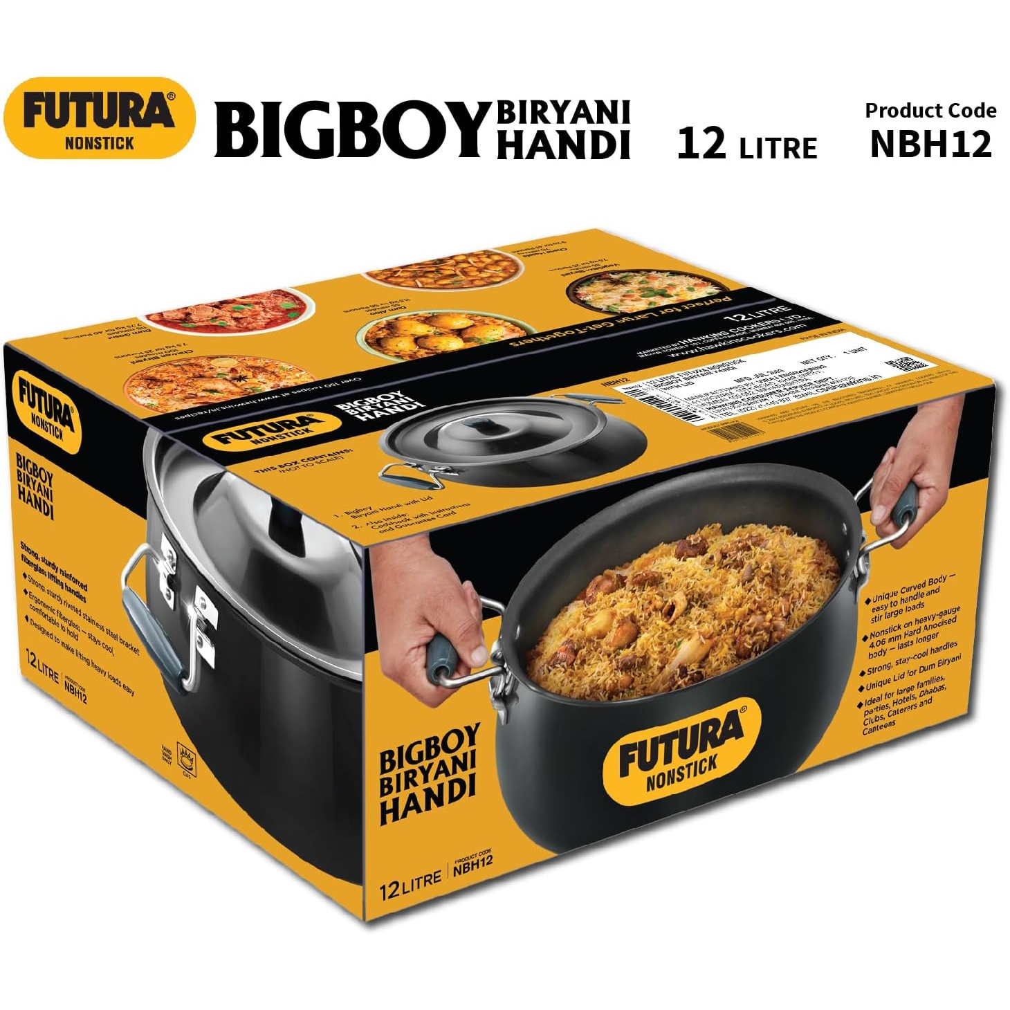 Hawkins Futura 12 Litre Big Boy Non Stick Biryani Handi - NBH12-4