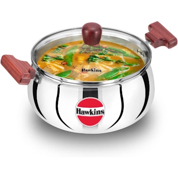Hawkins Tri-ply Stainless Steel Handi 4 Litre With Glass Lid (SSH40G)