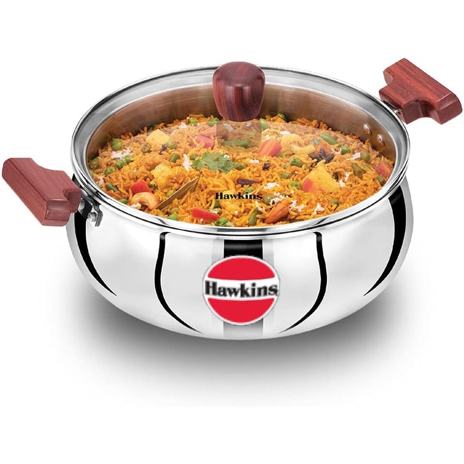 Hawkins Tri-ply Stainless Steel Handi 5 Litre With Glass Lid (SSH50G)-1