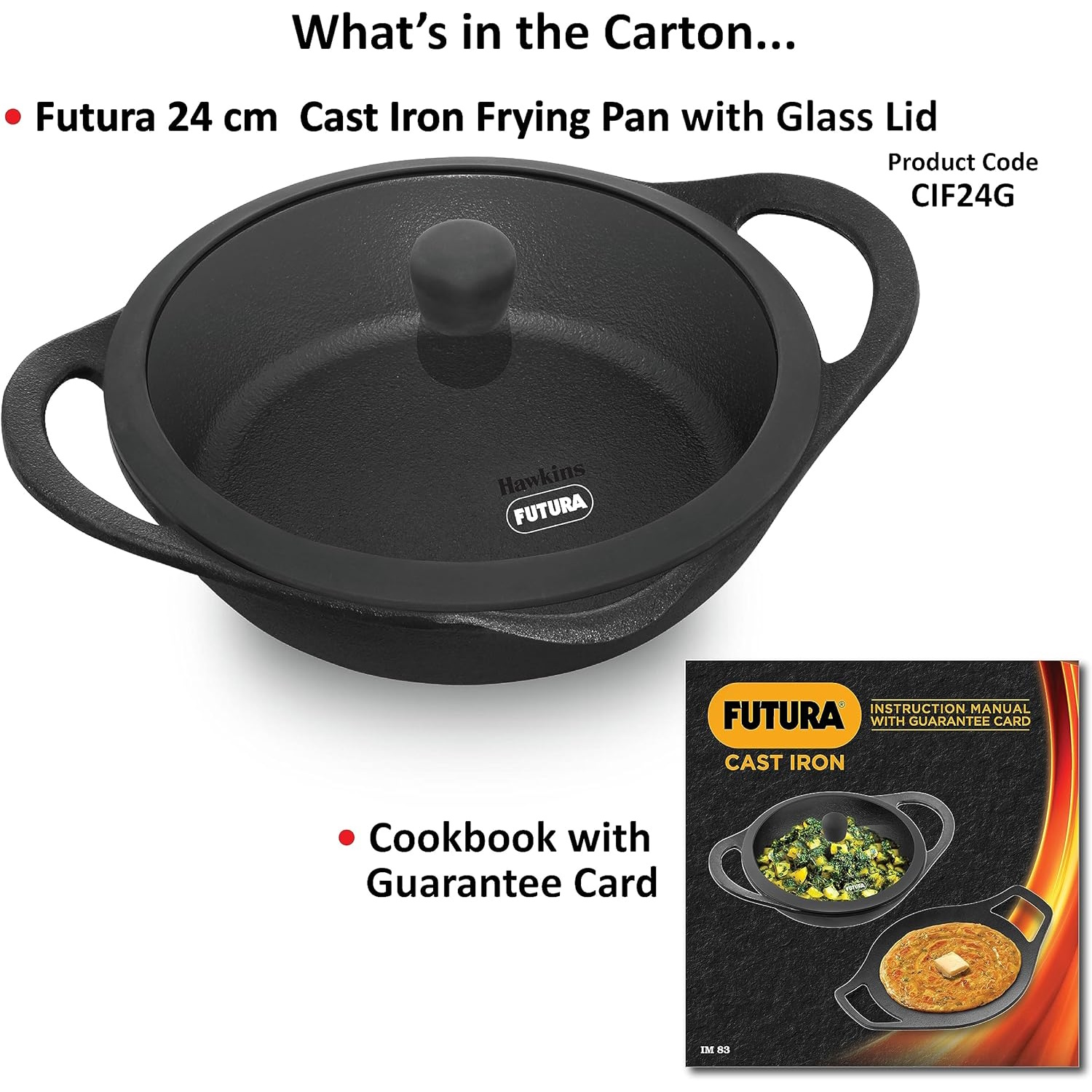 Hawkins Futura Cast Iron Frying Pan 24 Cm (CIF24G)-4