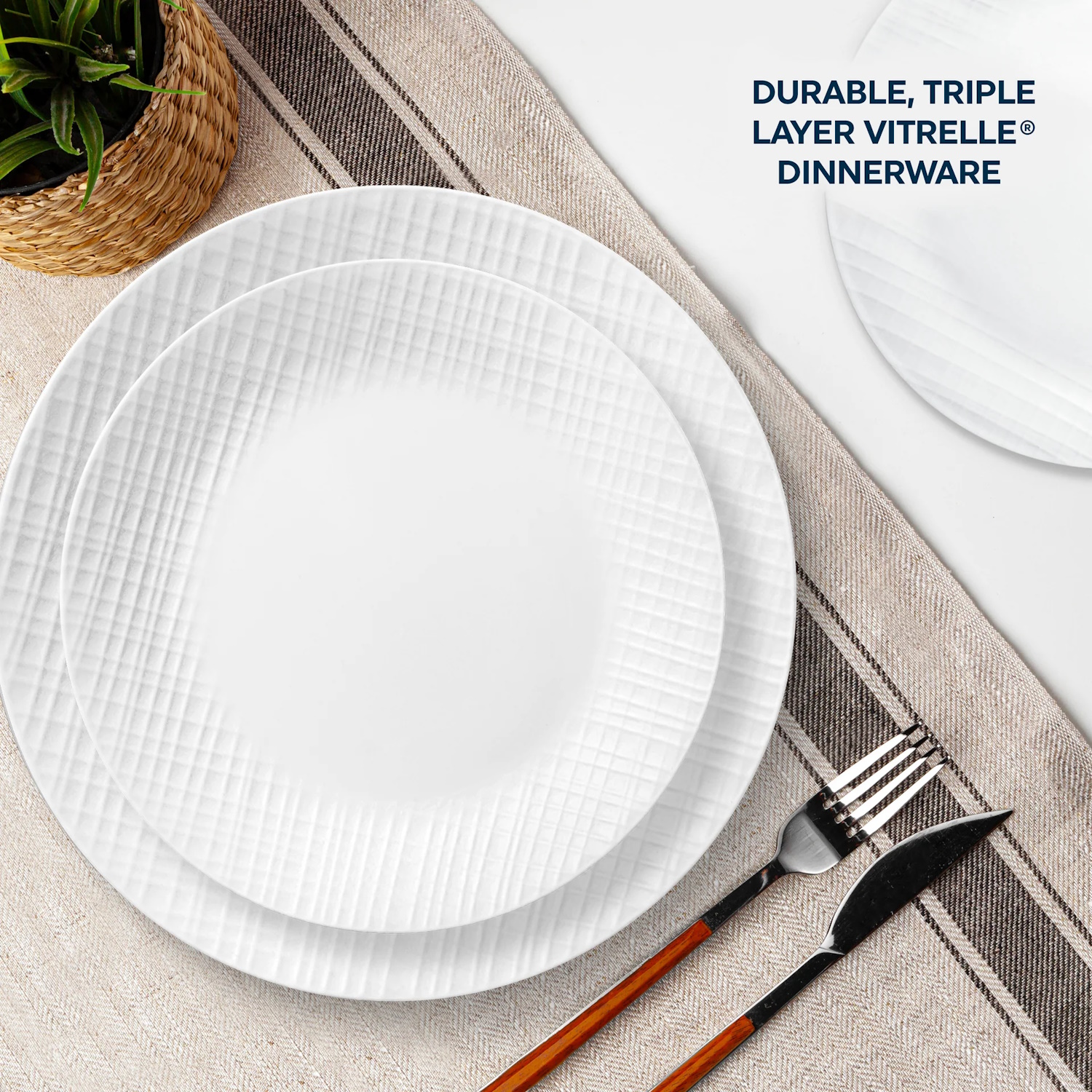 Corelle Linen Weave 12 Piece Dinner Set