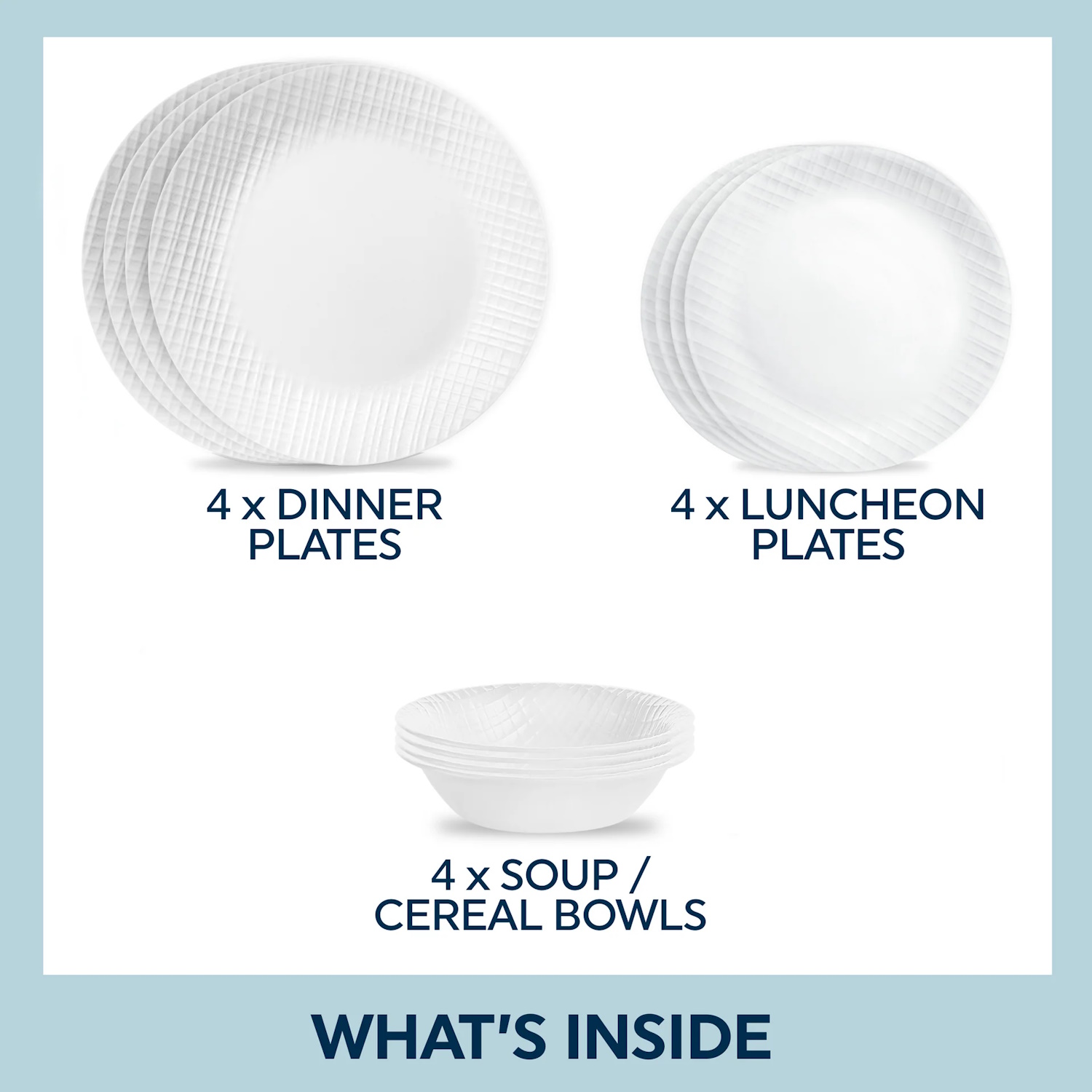 Corelle Linen Weave 12 Piece Dinner Set-3