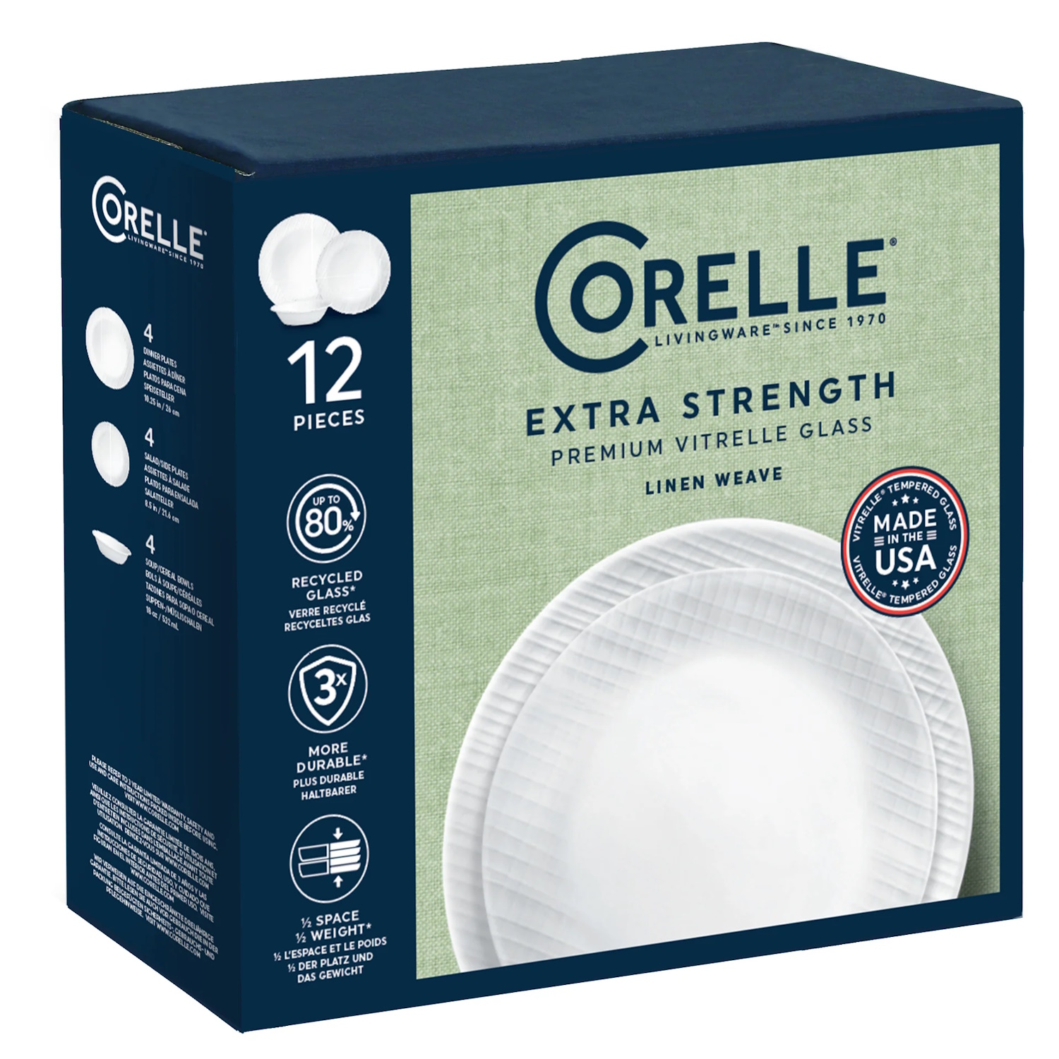 Corelle Linen Weave 12 Piece Dinner Set-4