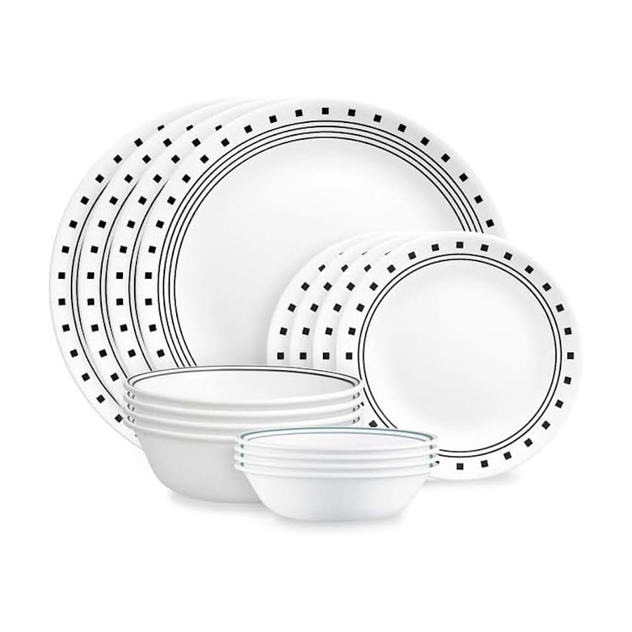 Corelle® City Block 16-piece Mugless Dinnerware Set-1