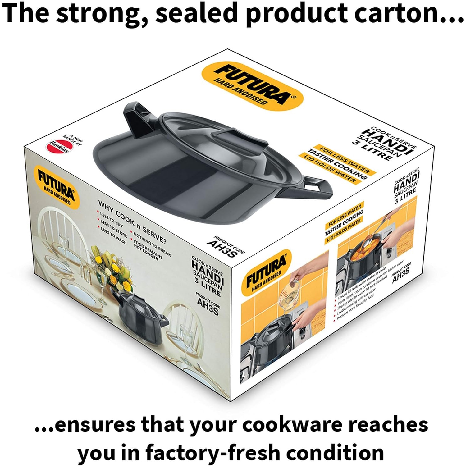 Hawkins Hard Anodised Handi Saucepan 3 Litre With 2 Short Handles (AH3S)-4