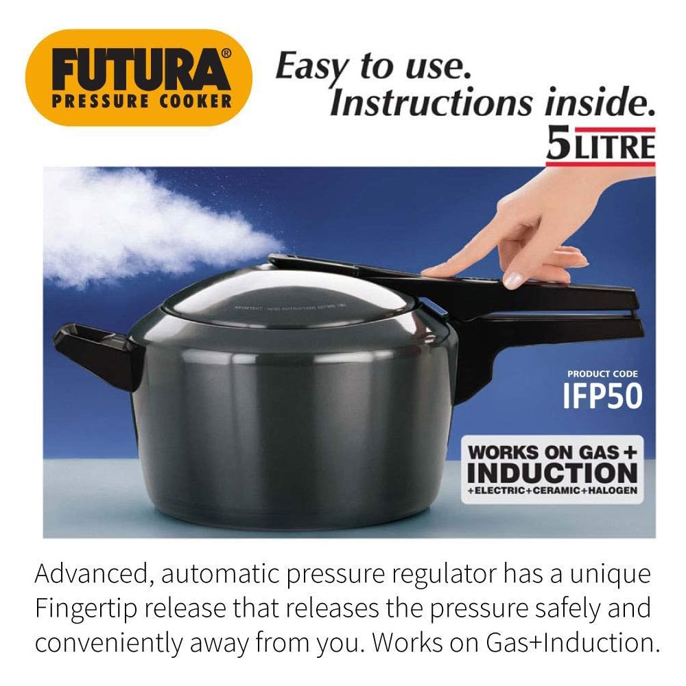 Hawkins Futura Hard Anodised Induction Pressure Cooker 5 Litre IFP50 Hawkins
