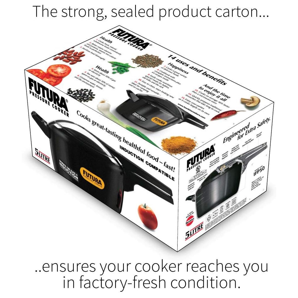 Hawkins Futura Hard Anodised Induction Pressure Cooker 5 Litre  - IFP50-4