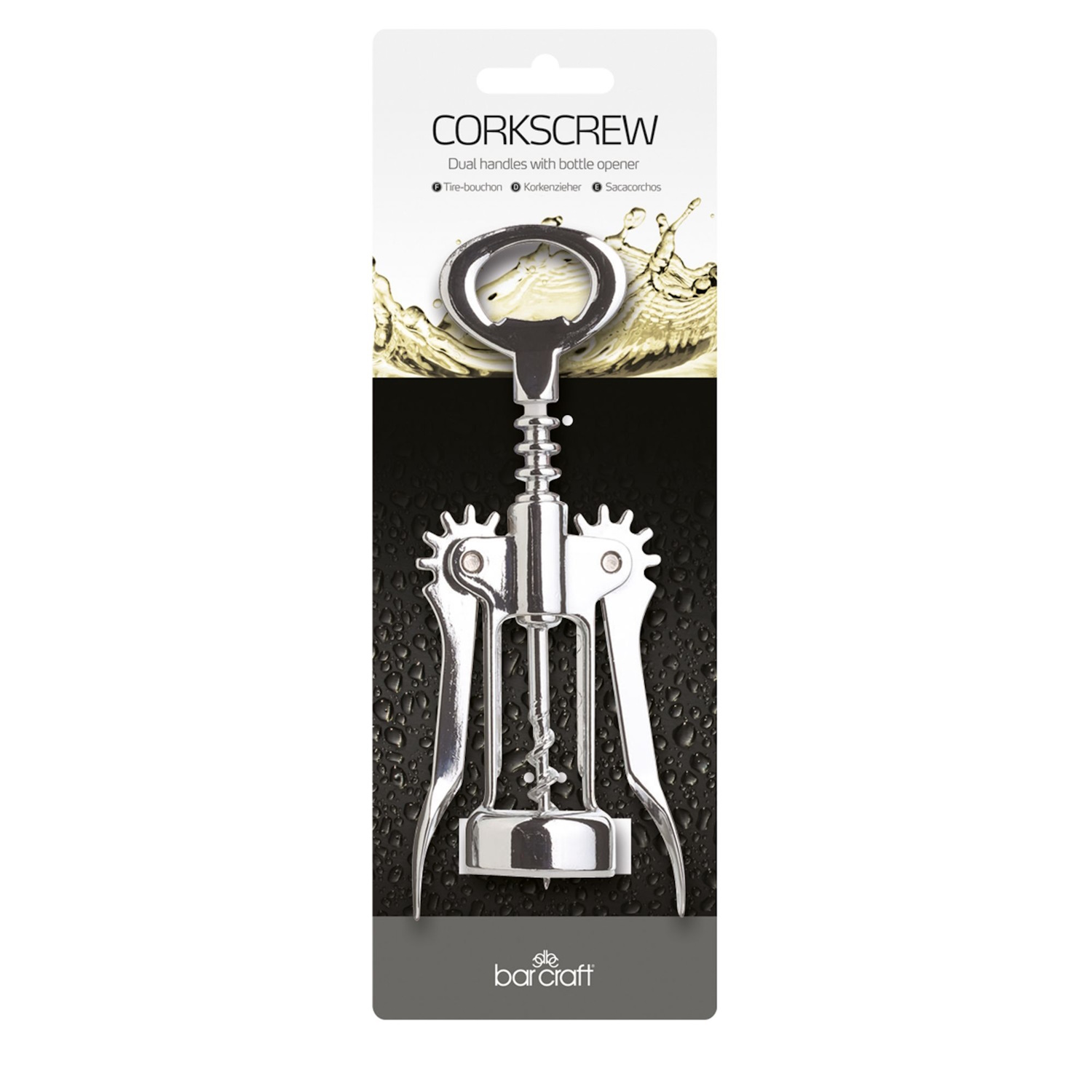 BarCraft Double Handled Chrome Wing Corkscrew-4