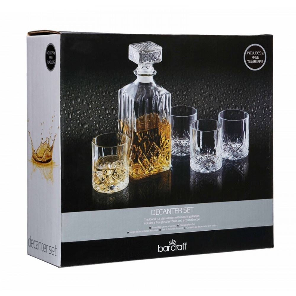 Barcraft Cut Glass Decanter Set-4