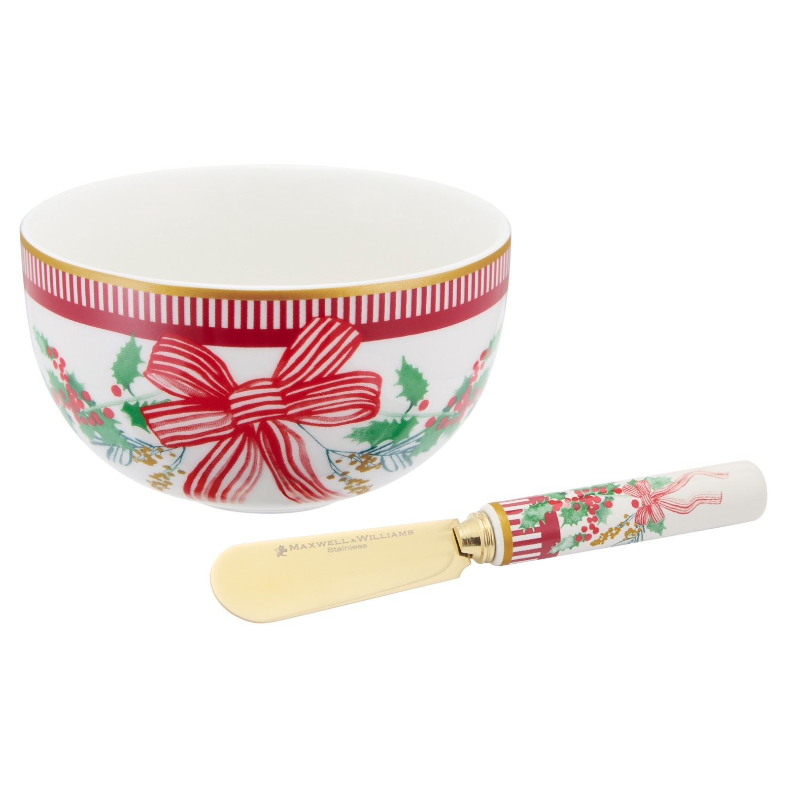 Maxwell & Williams Festive Flora Dip & Spreader Set Gift Boxed-1