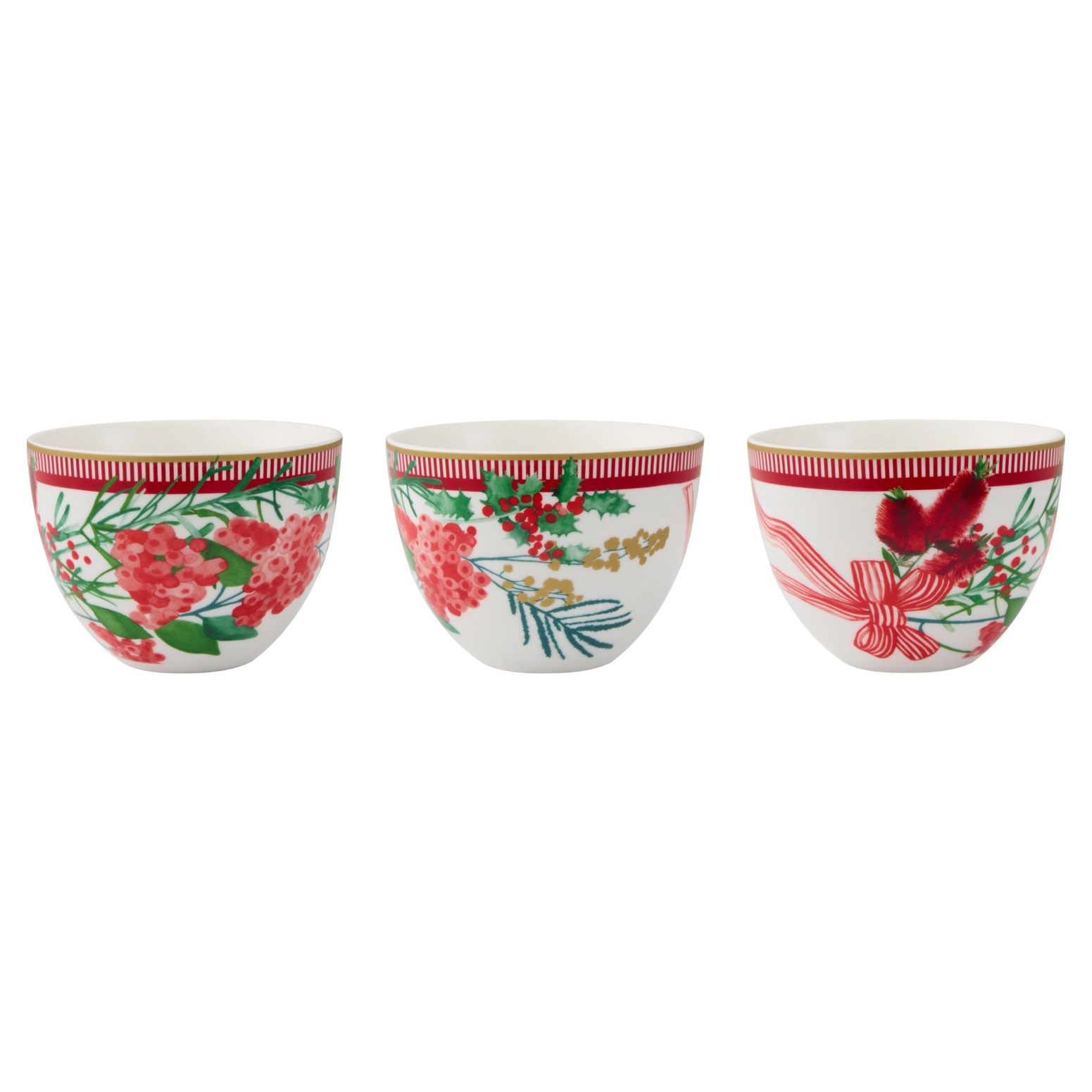 Maxwell & Williams Festive Flora Bowl 10x7.5cm Set of 3 Gift Boxed-3