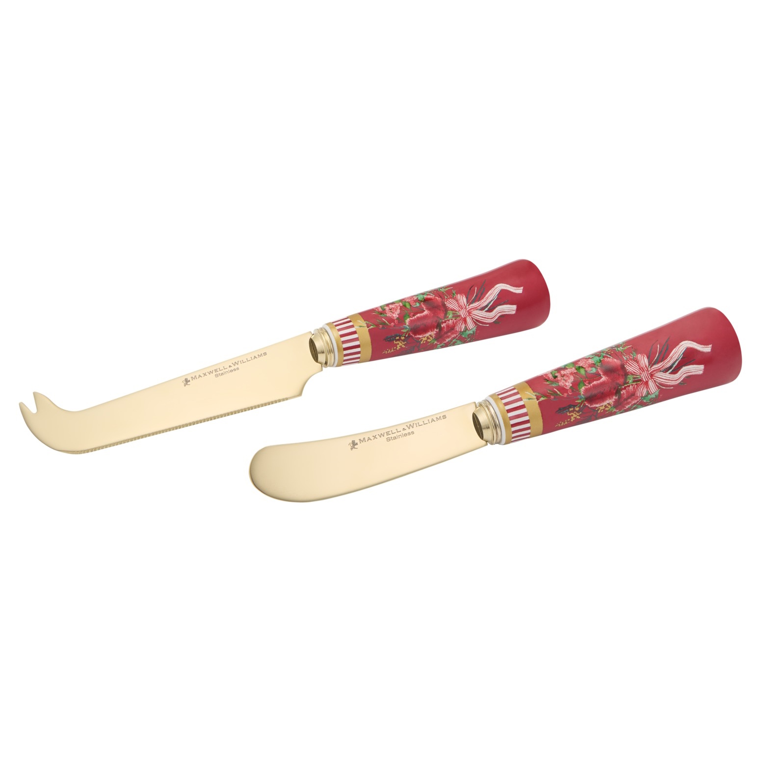 Maxwell & Williams Festive Flora Spreader & Cheese Knife Set Gift Boxed-2