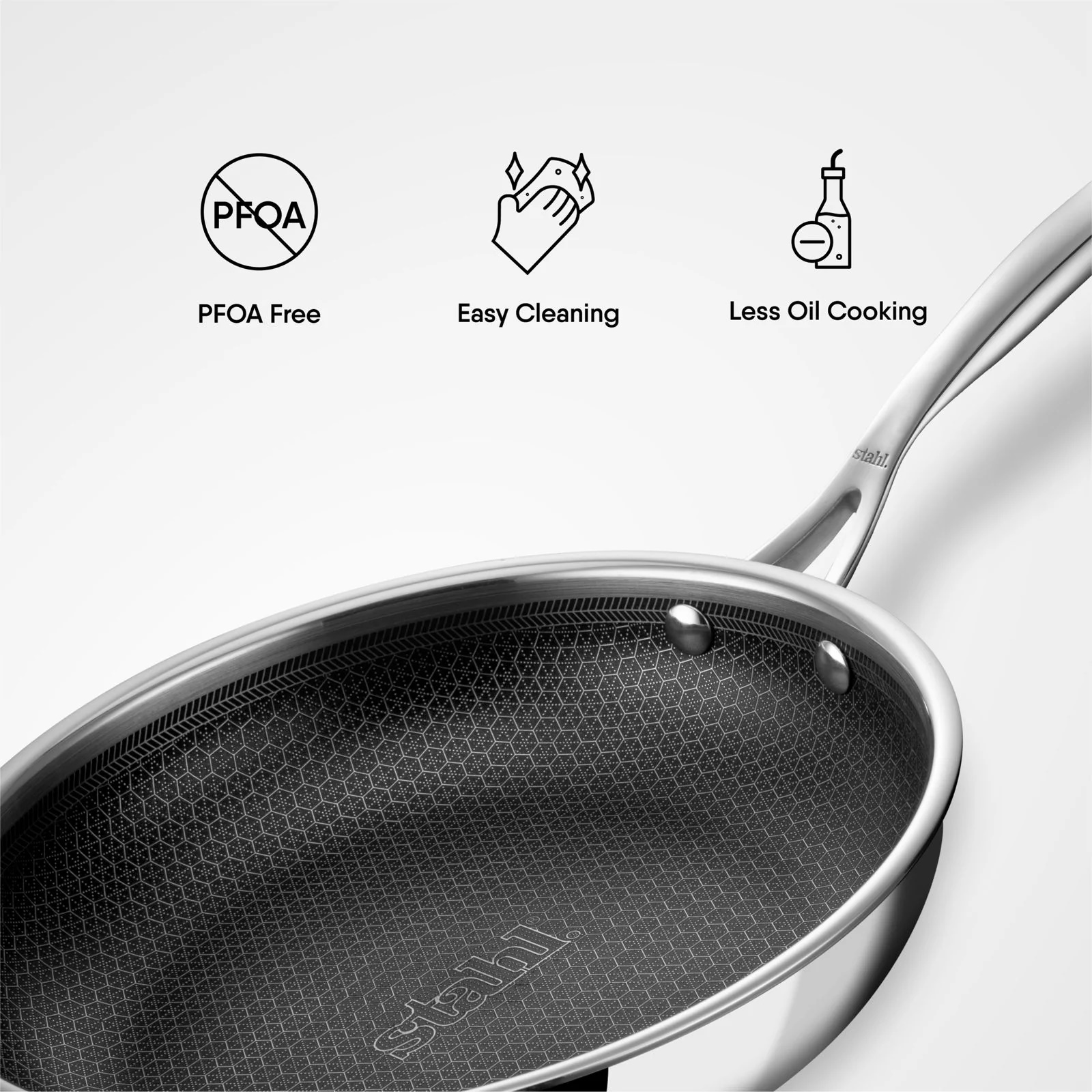 Stahl 28cm Triply Artisan Hybrid Fry Pan With Lid -4